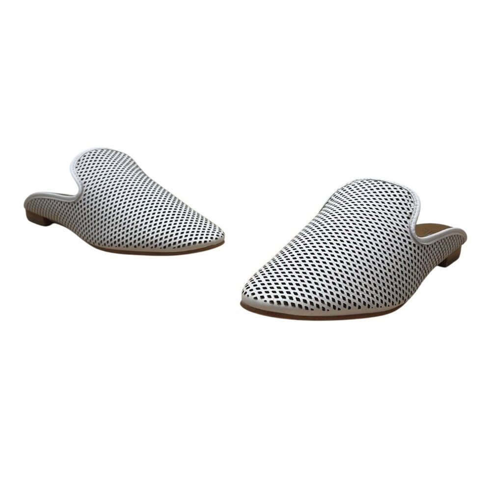 Frye Women’s White Perforated Leather Slide-On Mules Size 7.5M - New
